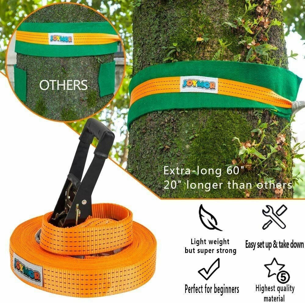 JOYMOR Slackline Kit Extra Longer 65 Feet Upgraded Slackline with Training Line