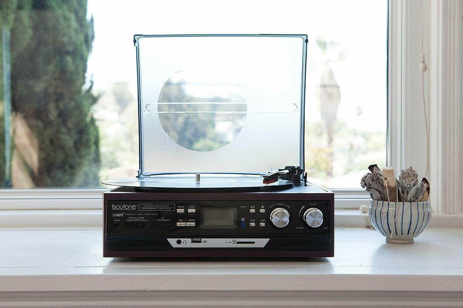 Boytone BT-17DJM-C 3 Speed Turntable Bundle W/ Headphone Built In Speakers  AM/F