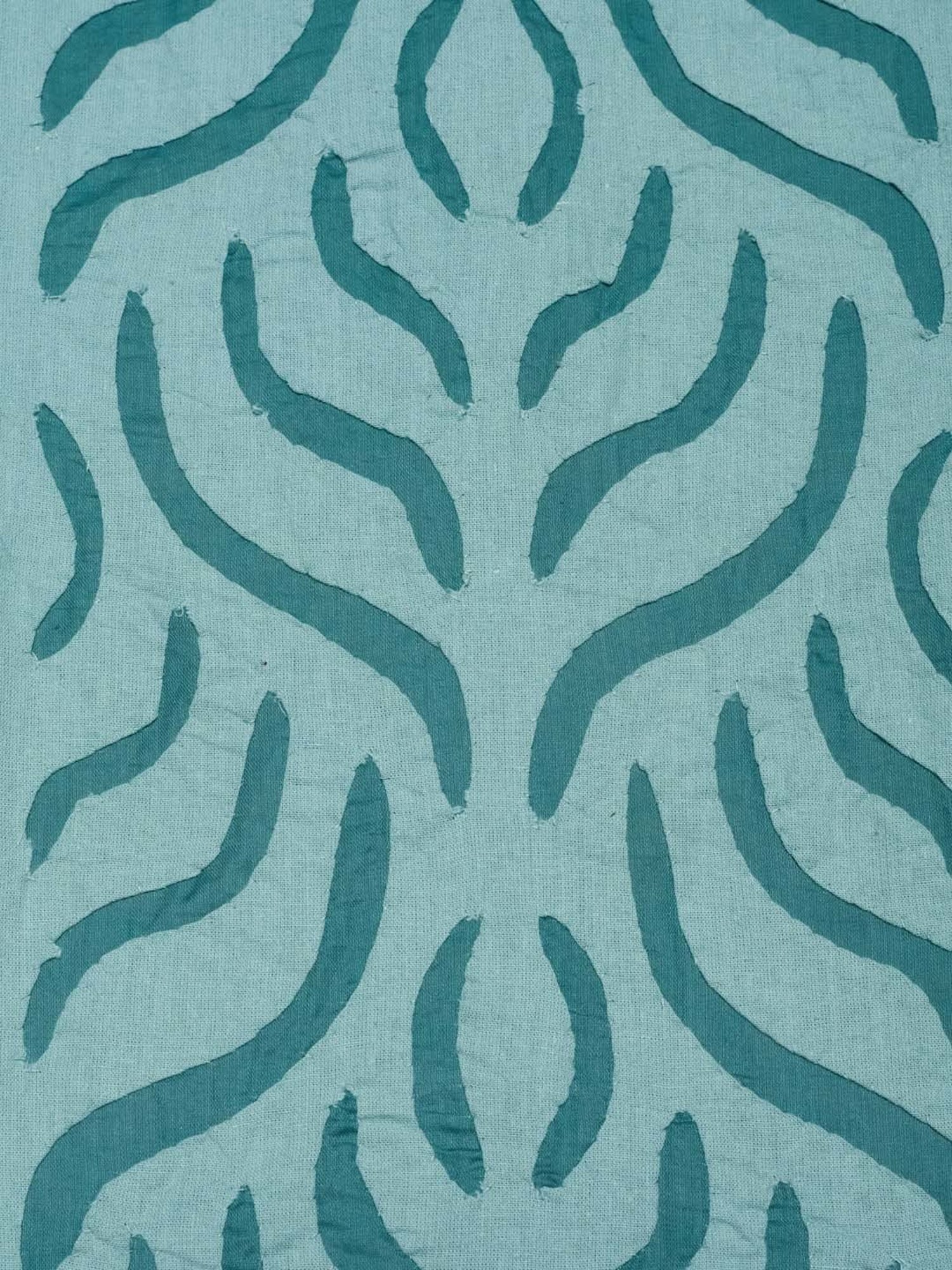 Fabindia Home 'Marika Raima' Teal Blue Cotton 5 ft Window Curtain - Single Piece