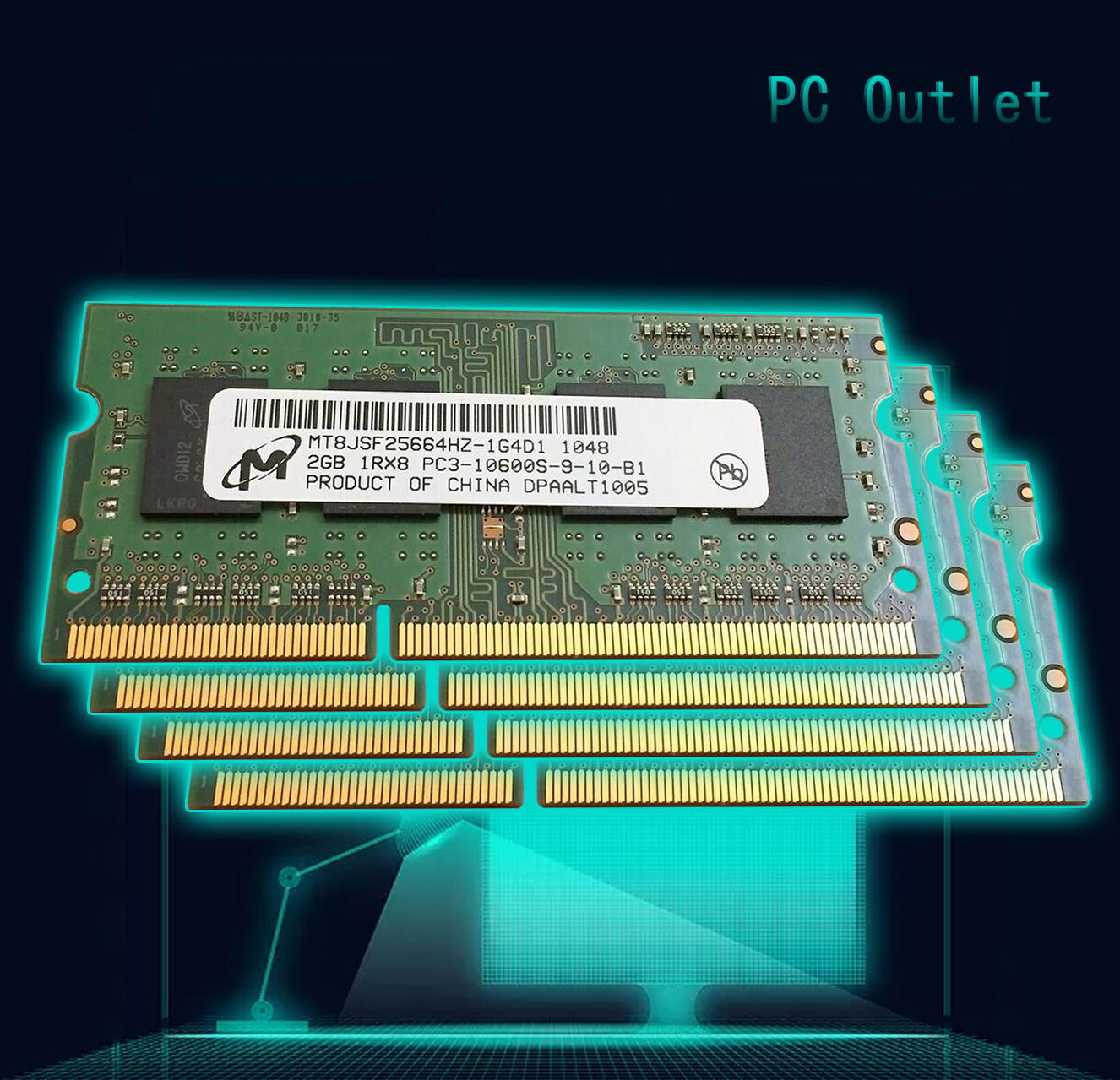 Micron 8GB(4X2GB) DDR3 SODIMM PC3-10600S 1.5V 204 Pin  Laptop Memory RAM 1 RANK MT8JS25664HZ-1G4D1