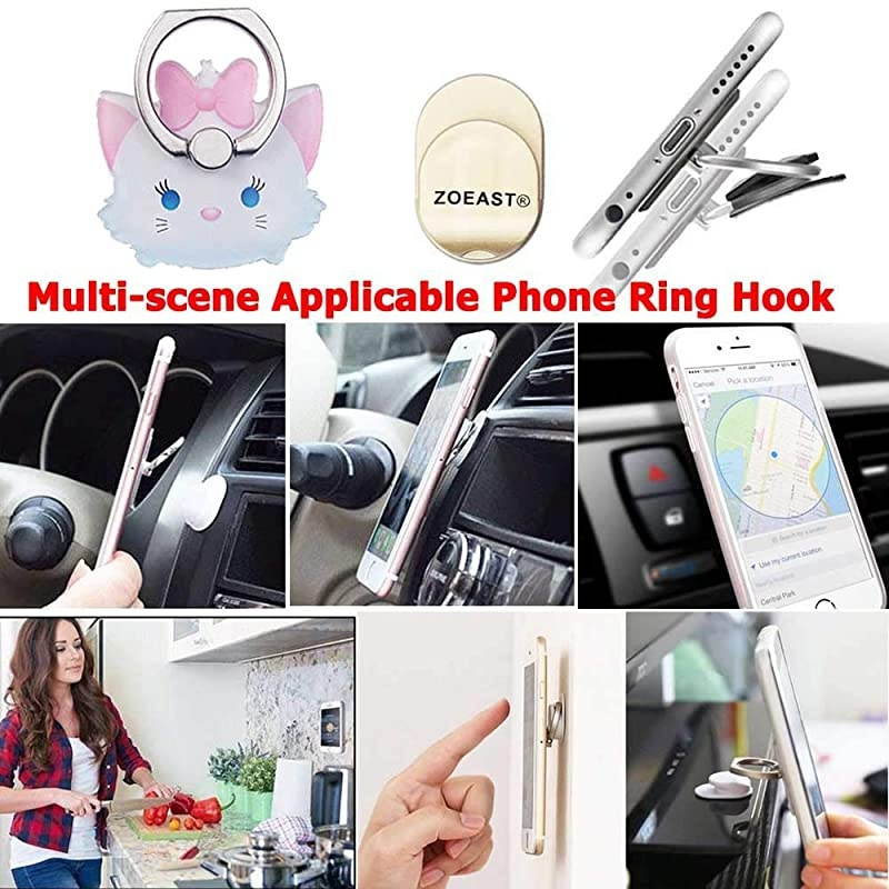 ZOEASTTM 3pcs  Grip Dumbo White Cat Stitch Universal 360&deg; Adjustable Holder Car Desk Hook Stand Stent Mount Kickstand Compatible with iPhone 11 XS XR Max X 8 Plus iPad 3pcs Dumbo