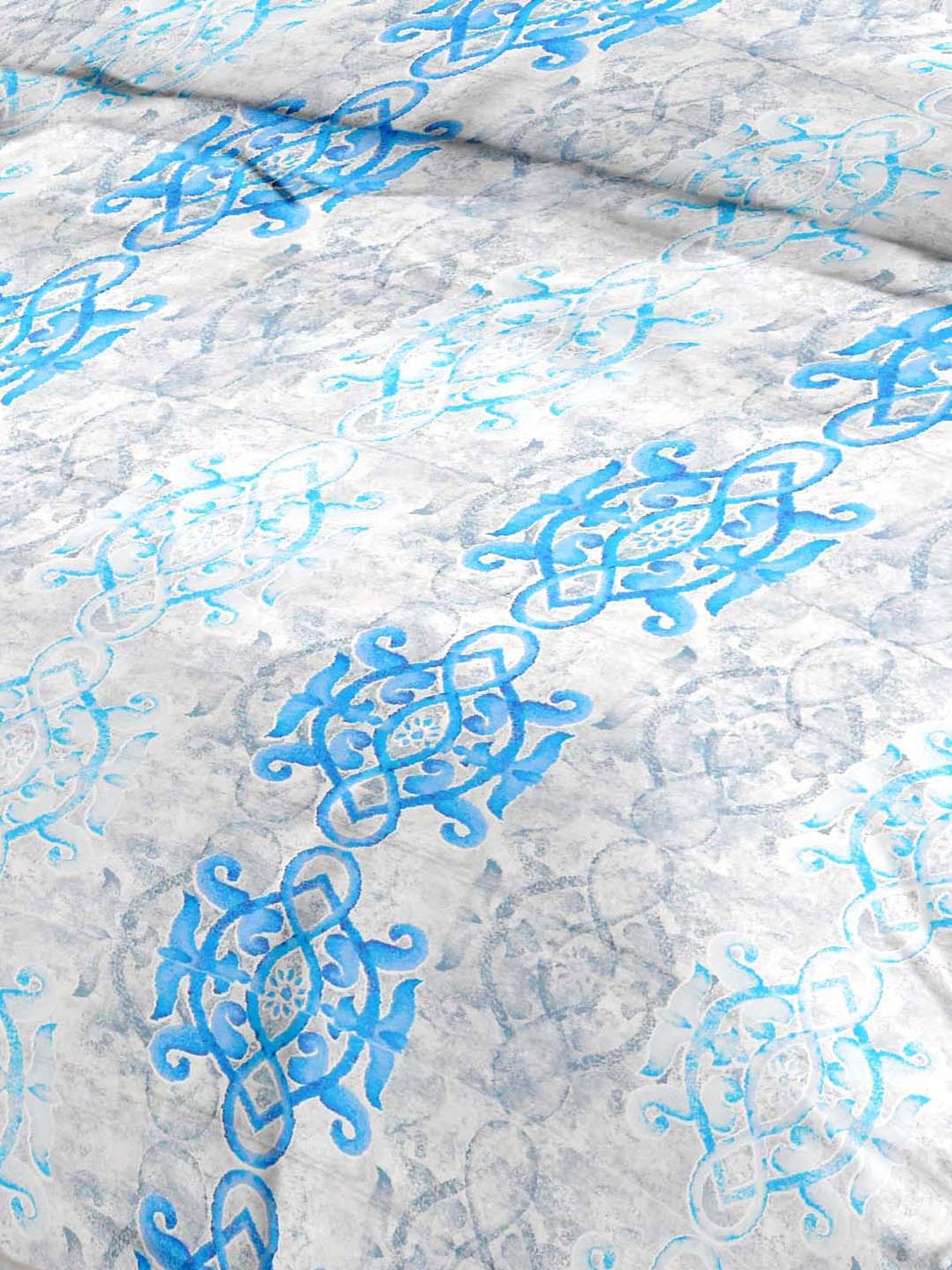 Ariana Elite Aqua & Grey Cotton 300 TC King Bedsheet with 2 Pillow Covers