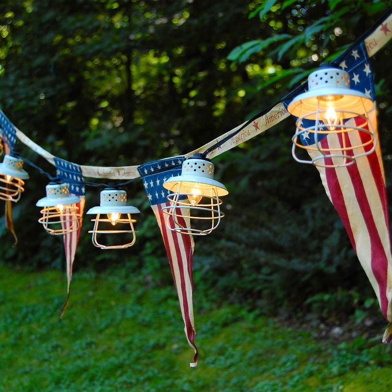 10 Lights Caged Metal Electric Café String Lights White