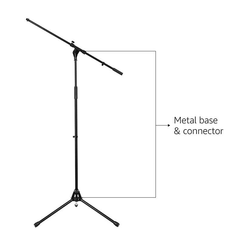 Basics Tripod Boom Microphone Stand HeightAdjustable with Metal Base 33 56Foot
