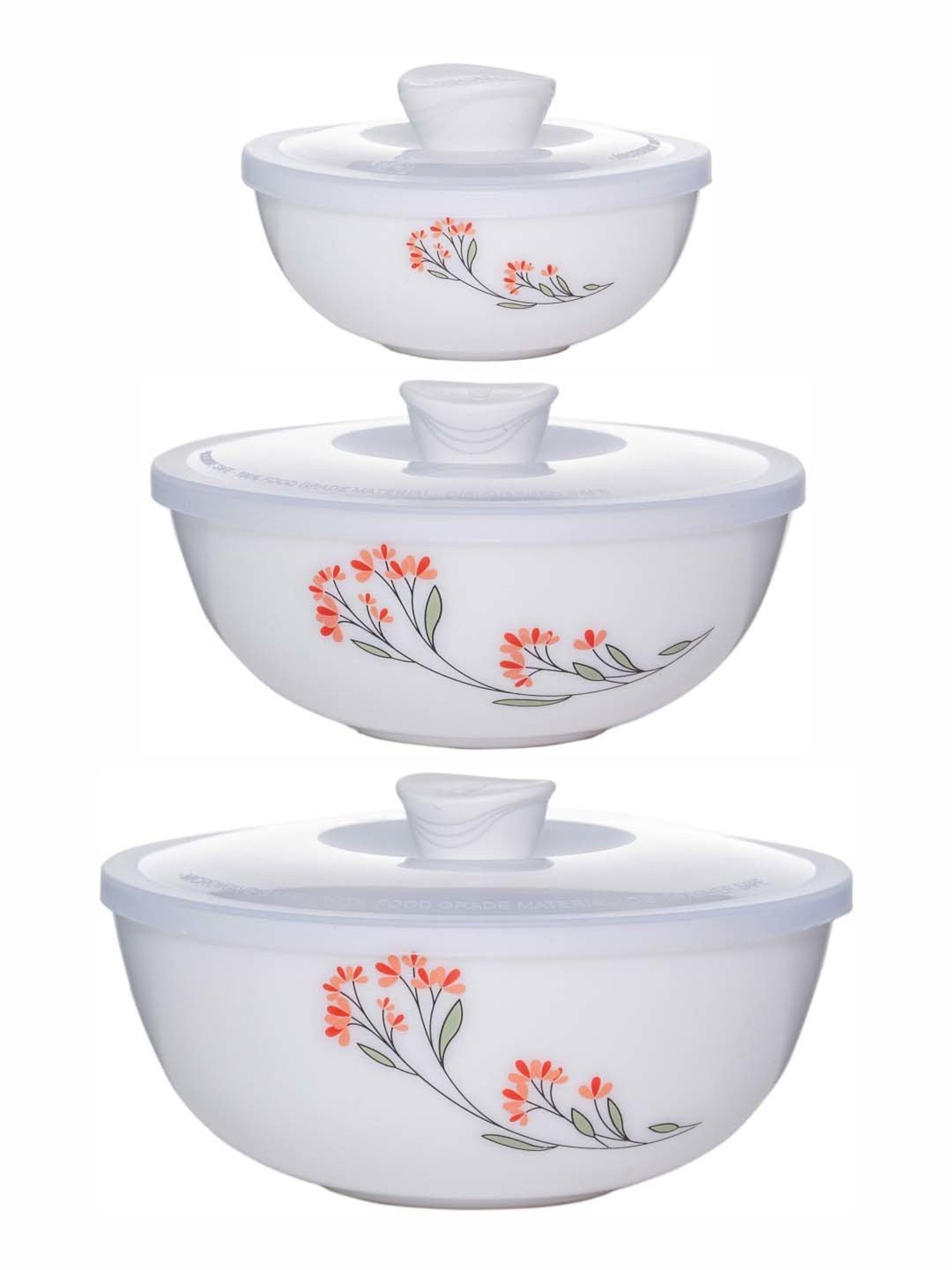 Cello White Opalware 3-Piece Mixing Bowl Set