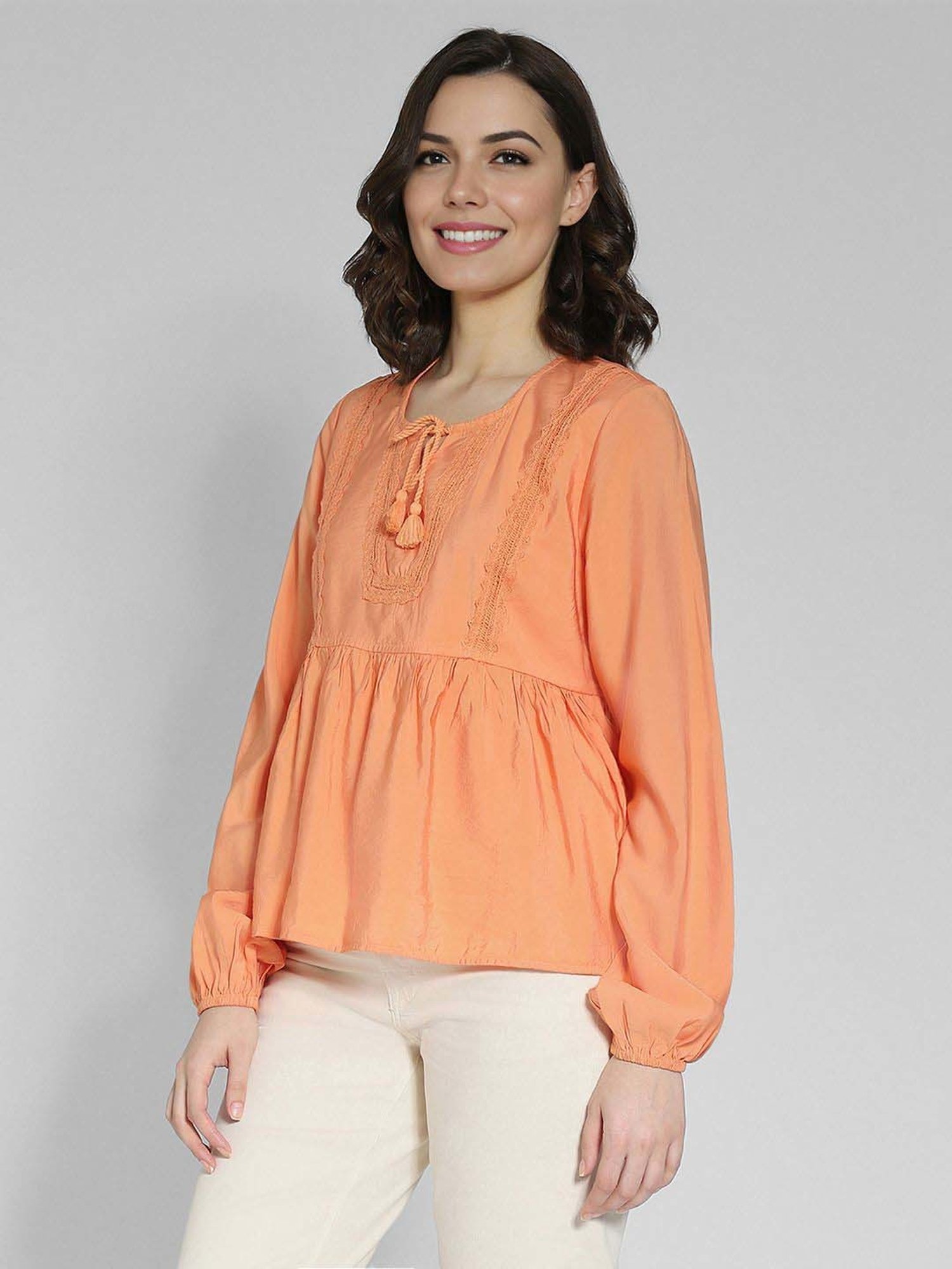 American Eagle Outfitters Orange Plain Top