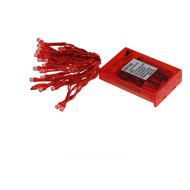 Penn 20 Battery Operated Red LED Wide Angle Christmas Lights - 6.4 ft Red Wire