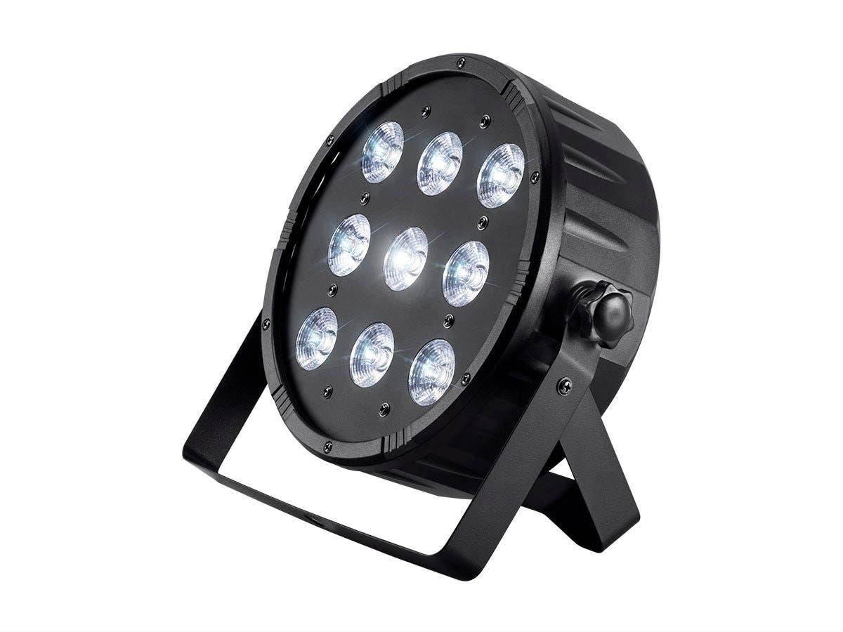Monoprice Flat PAR Stage Light RGBW | 10 watt, x 9 LED, 8-channel DMX, Strobe follow mode - Stage Right Series