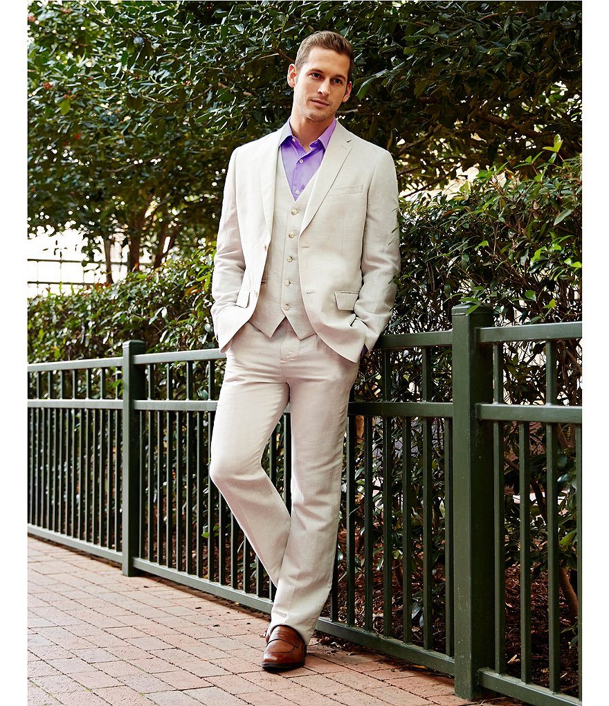 Perry Ellis Big & Tall Linen Herringbone Blazer