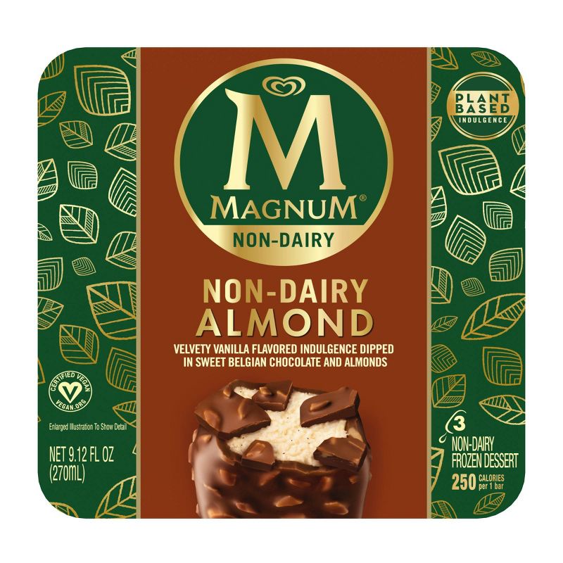 Magnum Non-Dairy Vegan Frozen Dessert Almond Ice Cream Bar - 3ct