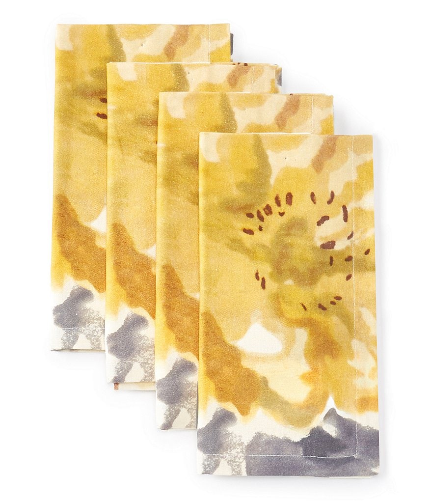 Aman Imports Floral Watercolor Napkins, Set of 4