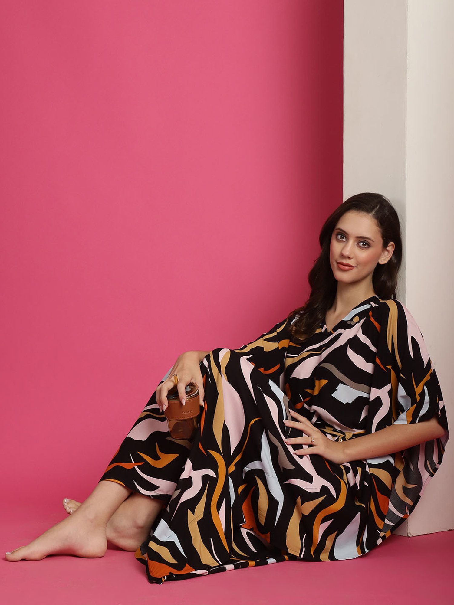 Boston Club Black Printed Kaftan Night Dress