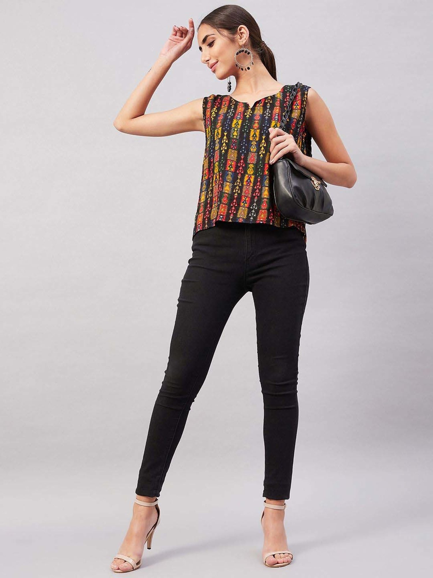 Inweave Black Printed Top