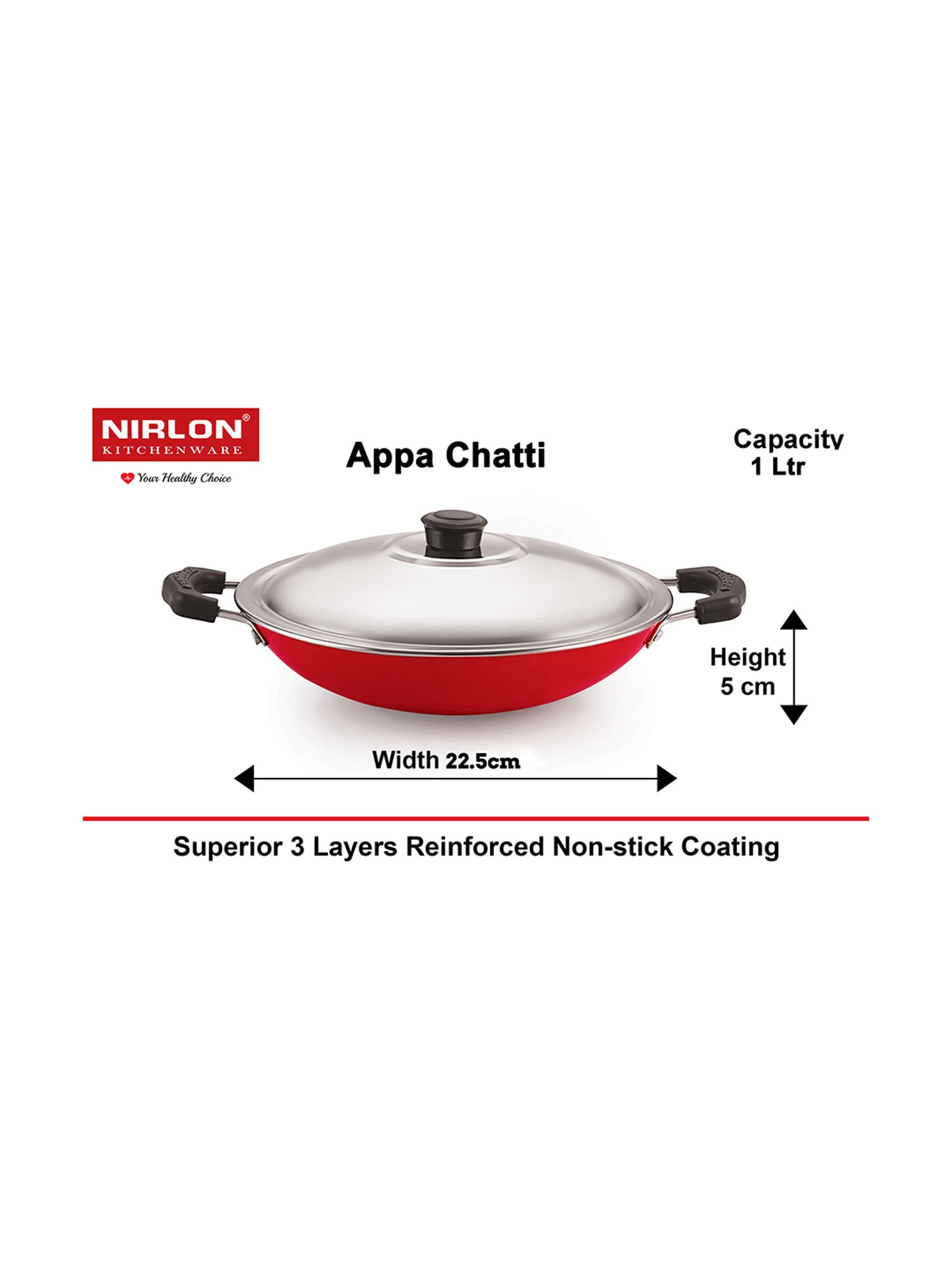 Nirlon Non-Stick Red Aluminium Kitchen Utensils Cookware Set of 4 Pieces