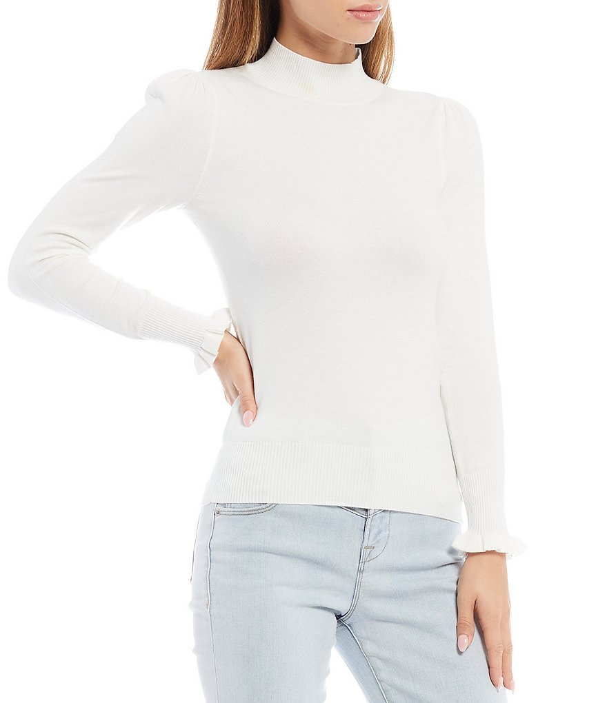 A Loves A Round Neck Long Bishop Sleeve Rib Knit Sweater