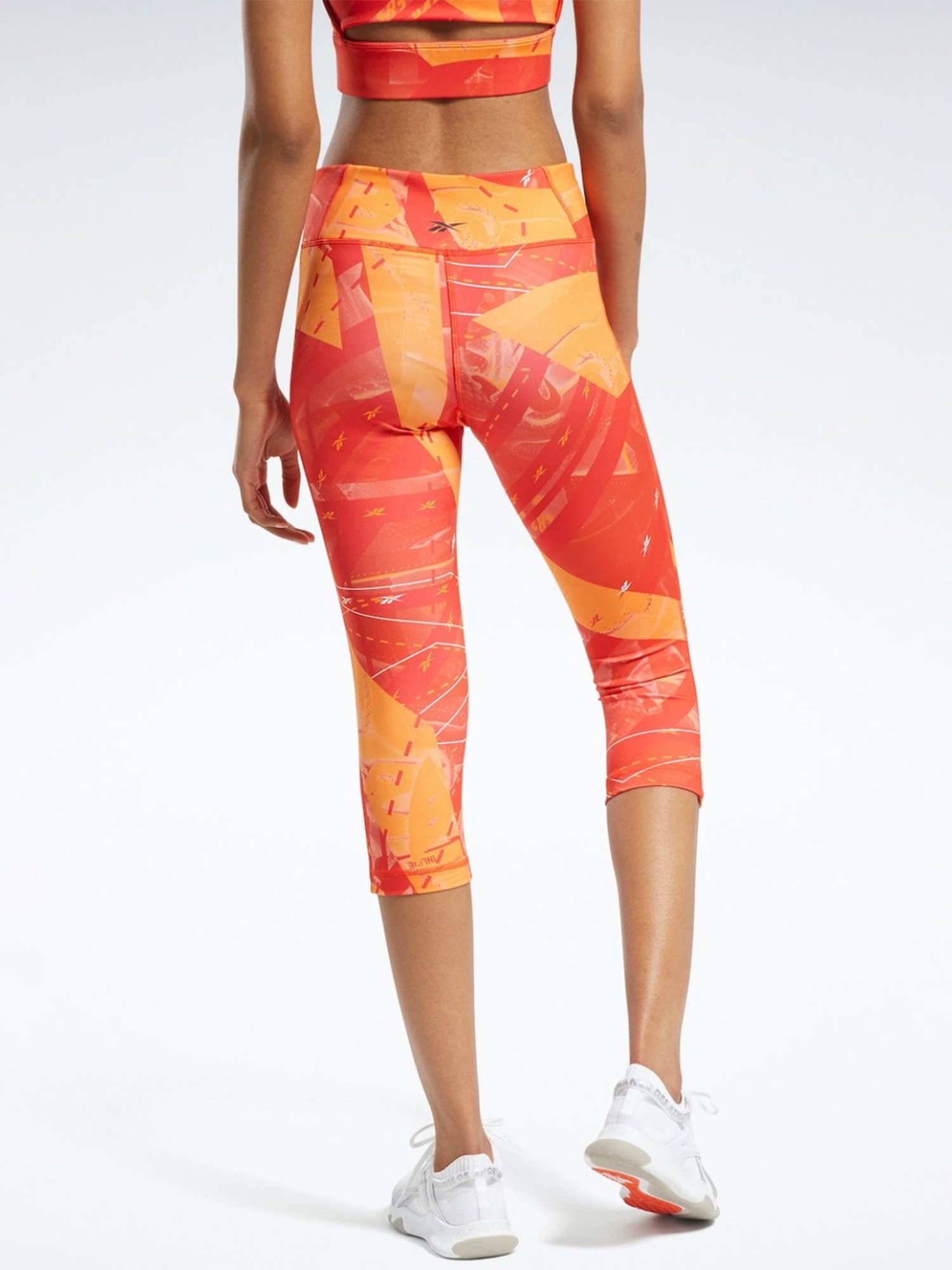 Reebok Red Printed Sports Capris