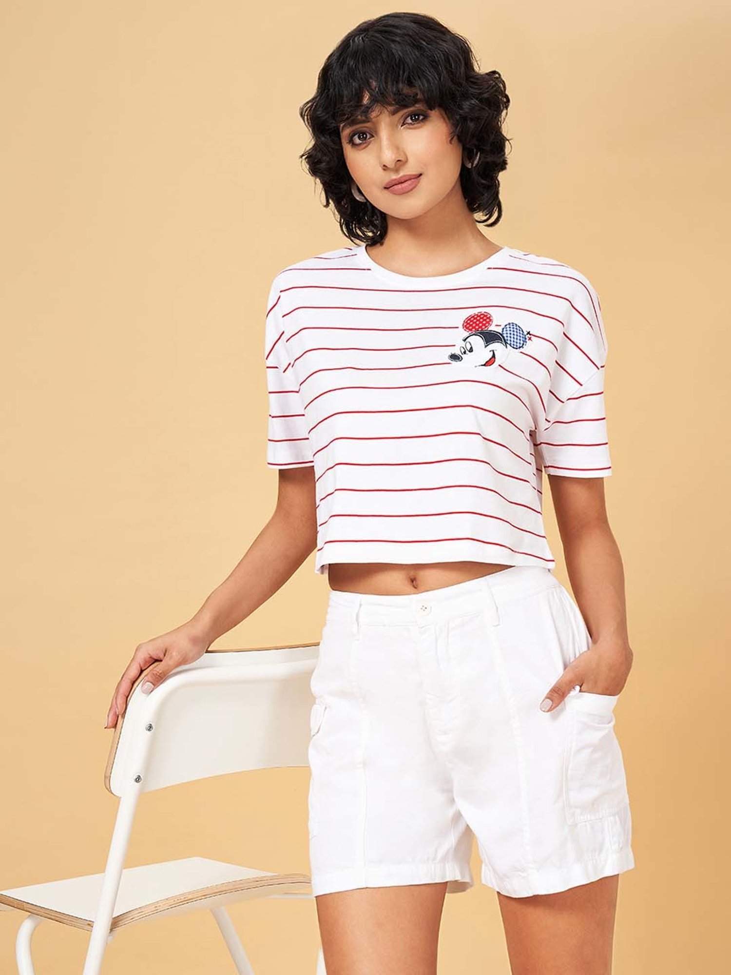 Honey by Pantaloons White Cotton Printed T-Shirt