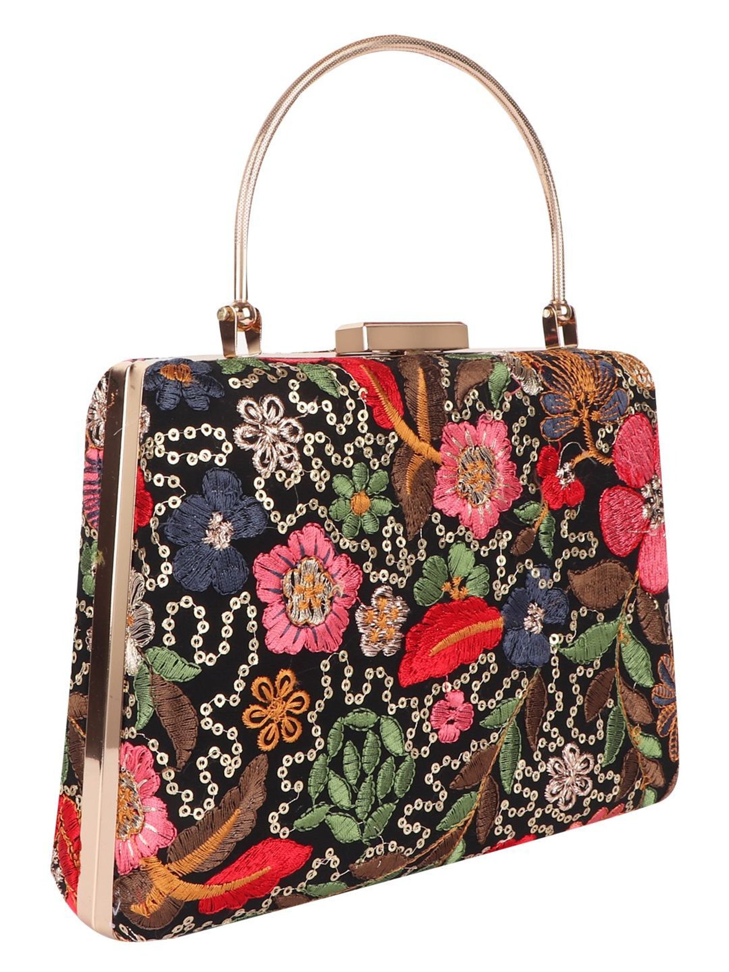 Horra Black Embellished Clutch