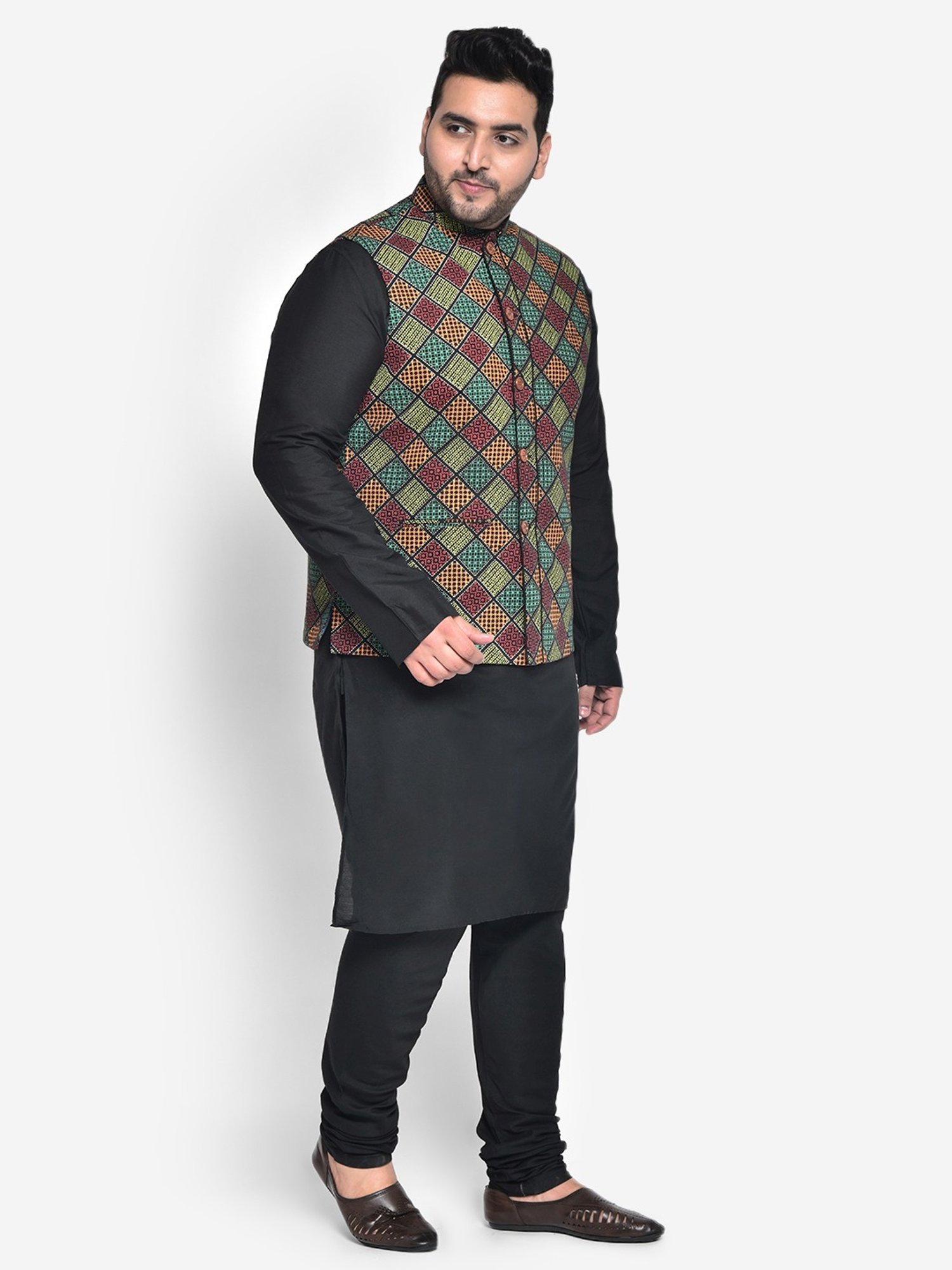 KISAH PLUS Multicolored Regular Fit Printed Kurta Set With Jacket