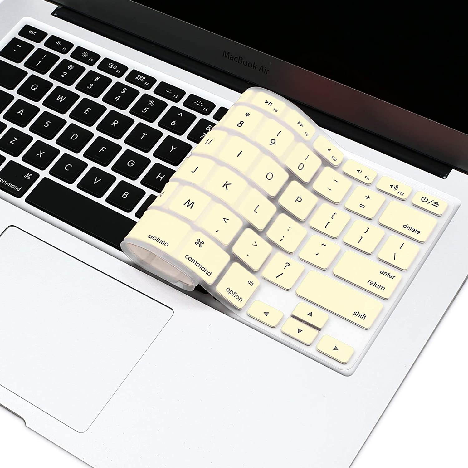 MOSISO Silicone Keyboard Cover Compatible with MacBook Pro 13/15 Inch (with/Without Retina Display, 2015 or Older Version),Older MacBook Air 13 Inch (A1466 / A1369, Release 2010-2017), Cream Yellow