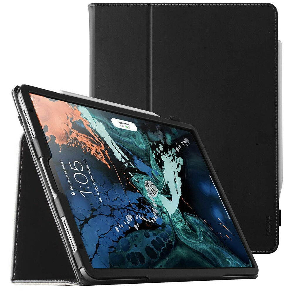 For iPad Pro 11 Inch 2018 Poetic SlimFolio "Slimfit" PU Leather Case Cover Black
