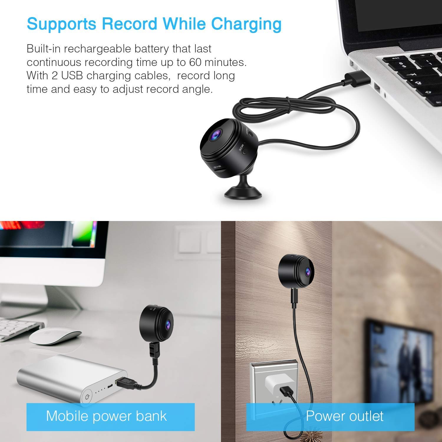 Hidden Spy Camera built-in magnet WiFi Wireless Full HD 1080P Security Camera Night Vision Motion Activated Indoor Outdoor Small Nanny Cam for Cars Home Apartment