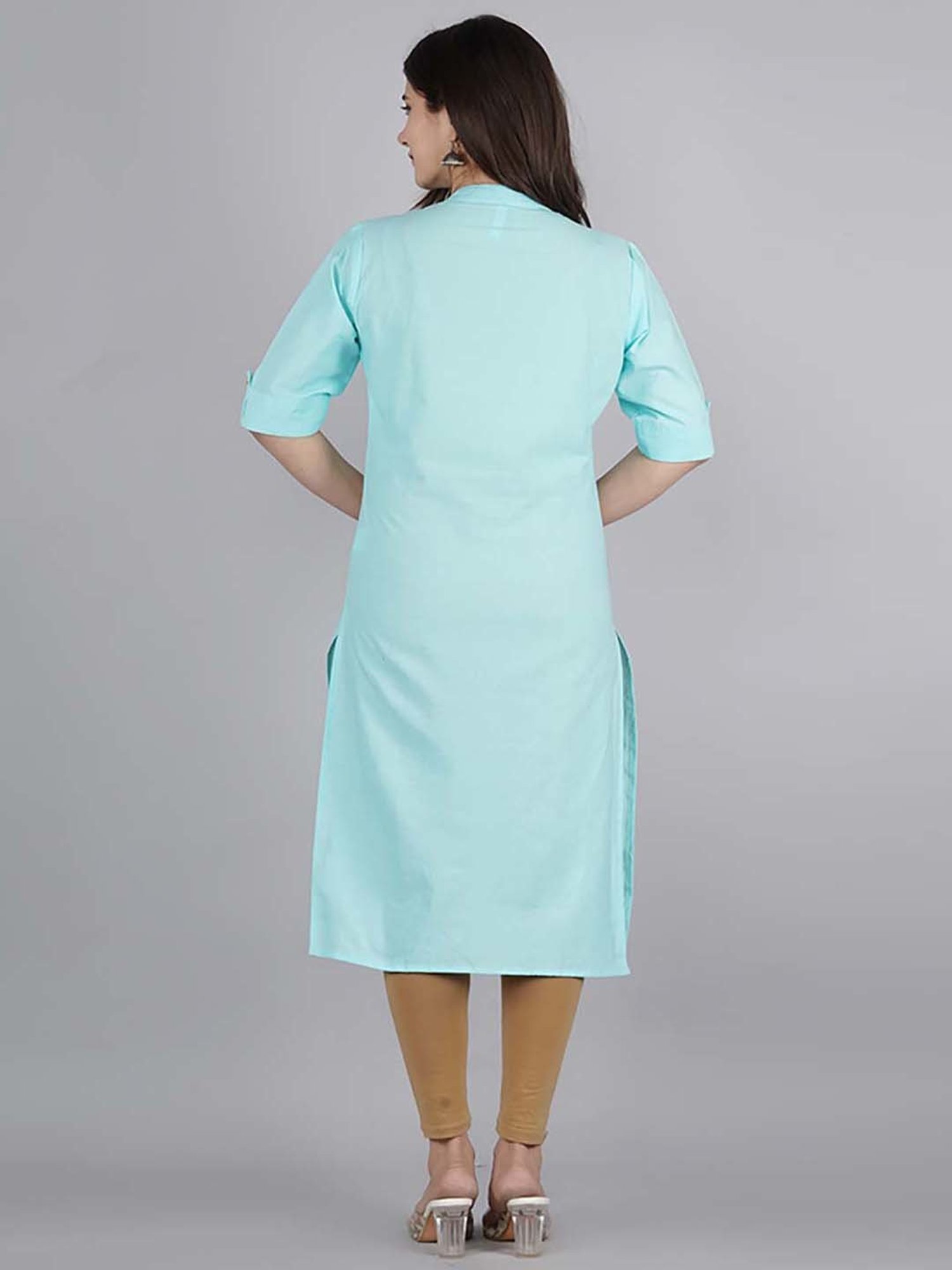 Kipek Blue Cotton Straight Kurta