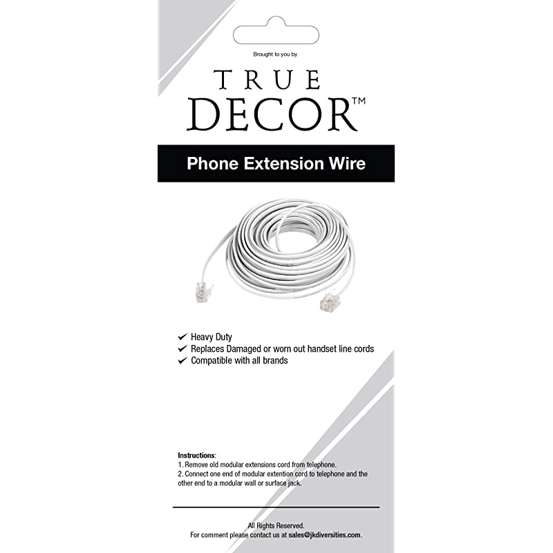 15 Feet Telephone Extension Cord Cable Line Wire White RJ11 by