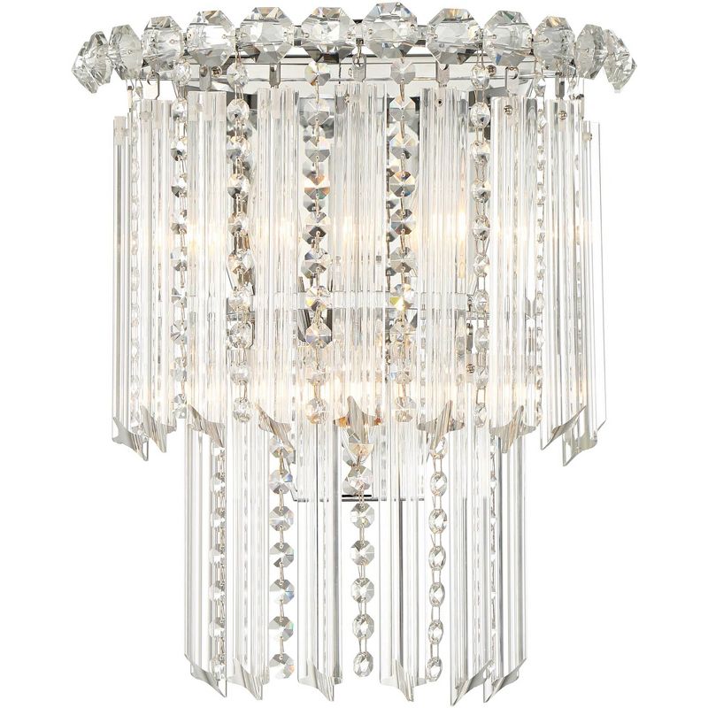 Vienna Full Spectrum Modern Wall Light Sconce Chrome Hardwired 14 1/2" High Fixture Crystal Accents for Bedroom Bathroom Hallway
