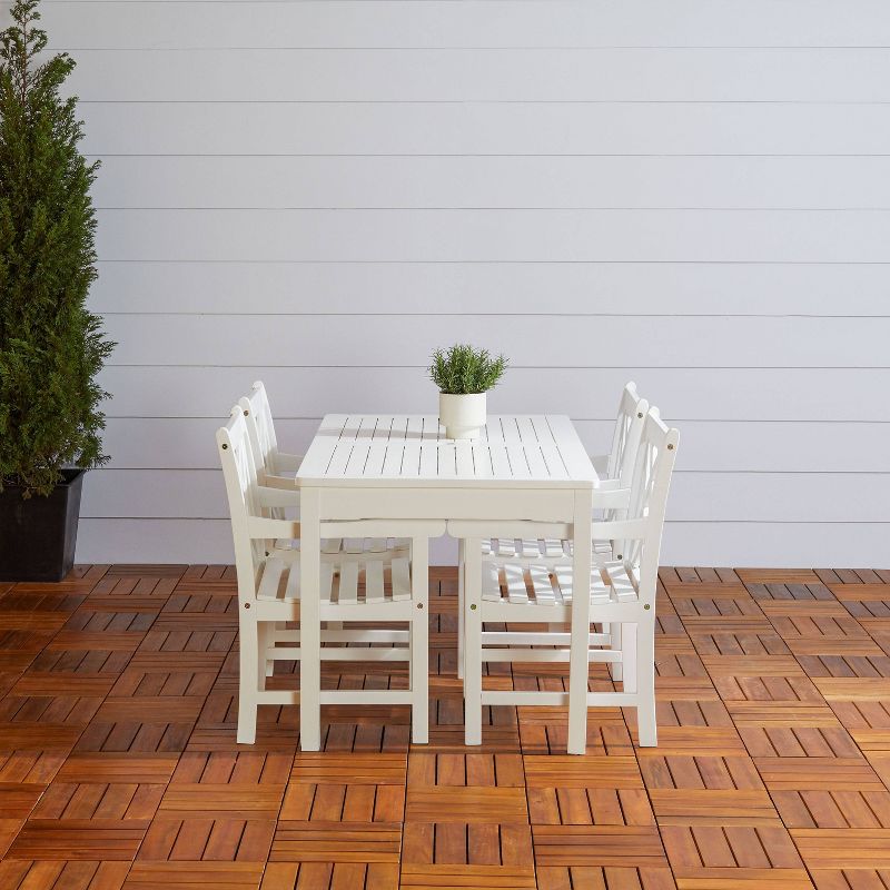 5pc Magnolia Wood Patio Dining Set White - Vifah