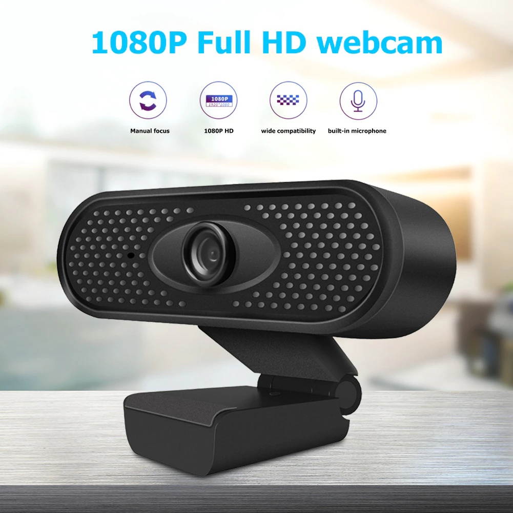Widescreen Video Work Home Accessories 1080P Webcam Built-in HD Microphone Manual Focus USB Beauty Web Camera for PC