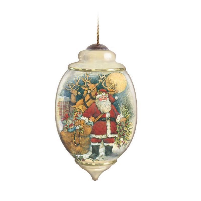 NeQwa Ne'Qwa "Up on the Housetop" Hand-Painted Blown Glass Christmas Ornament #7131117