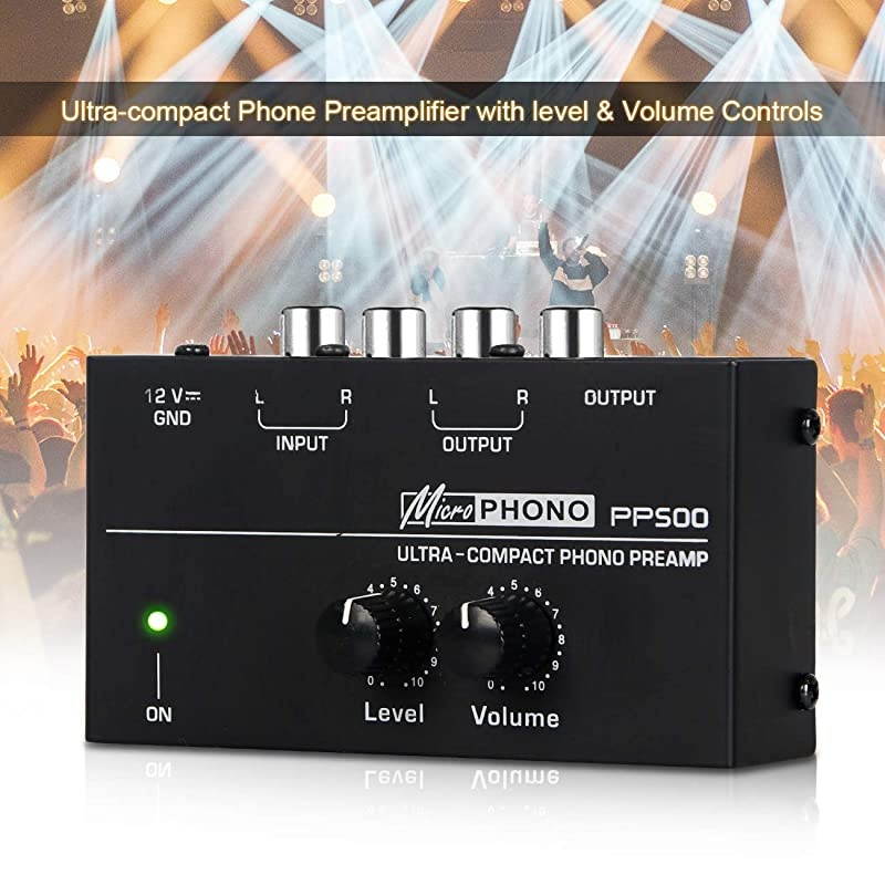 PP500 Ultracompact Preamplifier Phono Preamp with Level Volume Controls RCA Input Output 14 TRS Output Interfaces