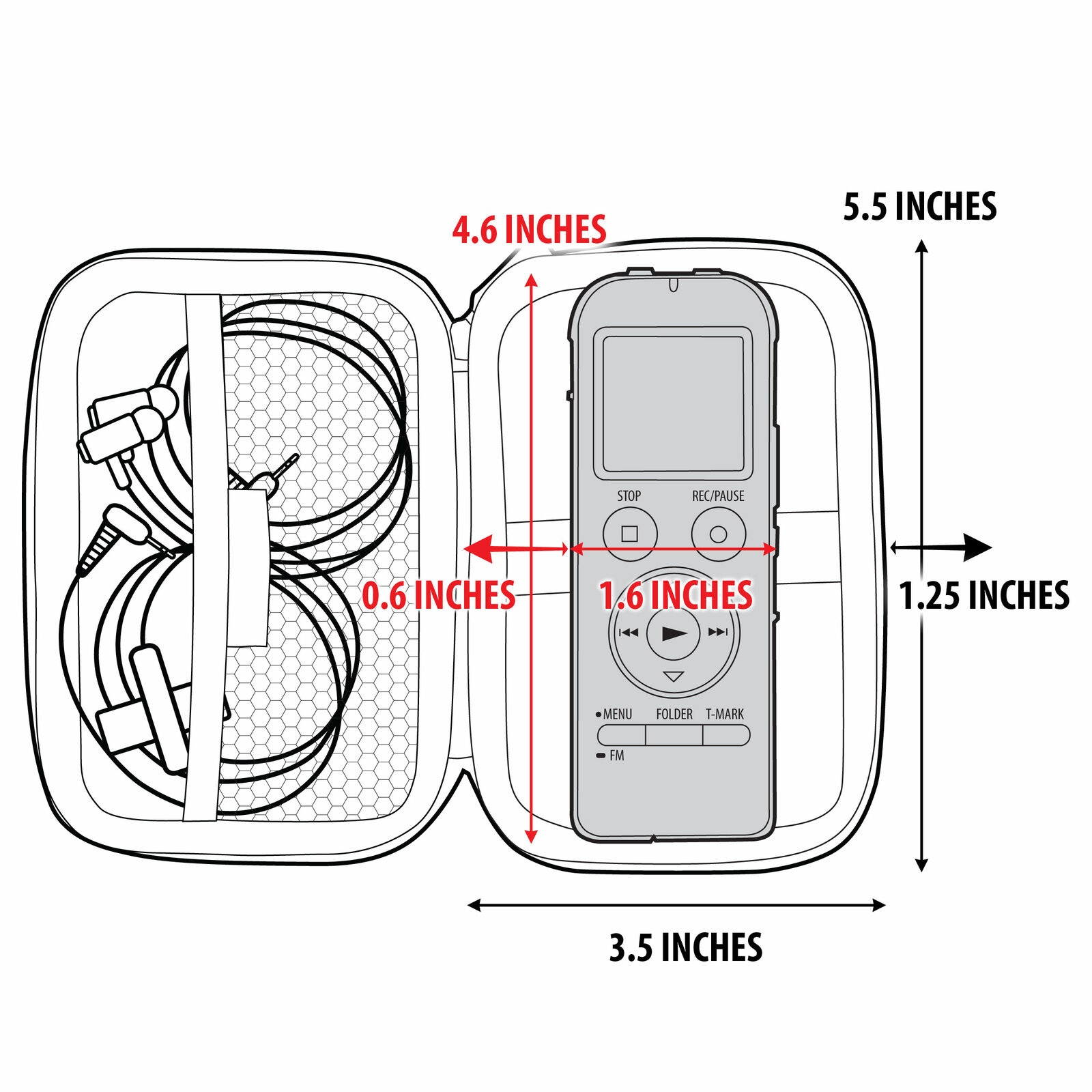 Protective Hard Shell Voice Recorder Slim Case