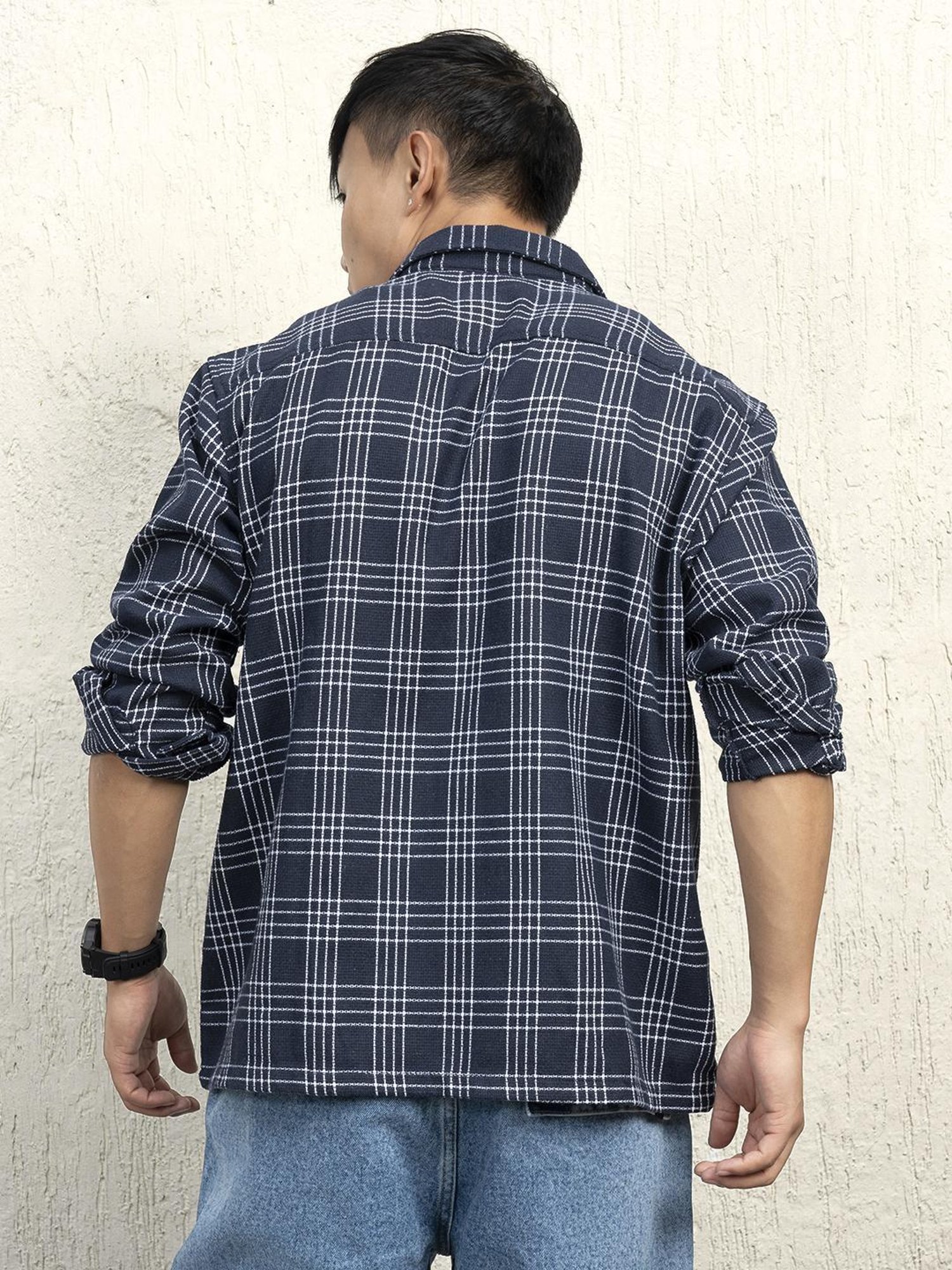 Hubberholme Men Cotton Long Sleeves Oversized Checked Double Pocket Shirt 15
