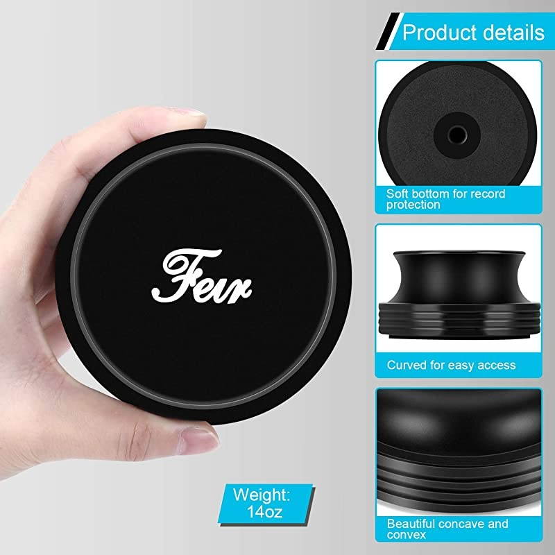 Weight Stabilizer Turntable Clamp - 14oz Premium Aluminum Weight Clamps for HiFi Turntable Vinyl Disc LP Player