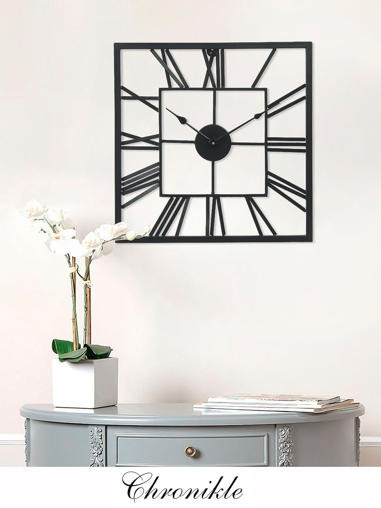 CHRONIKLE Classic Square Black Iron Wall Clock