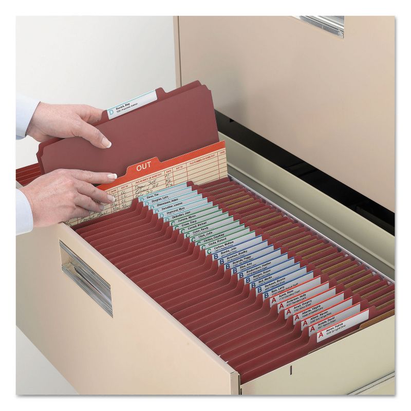 Smead Pressboard Classification Folder 2" Exp. Two Dividers Letter Red 10/Box 14024