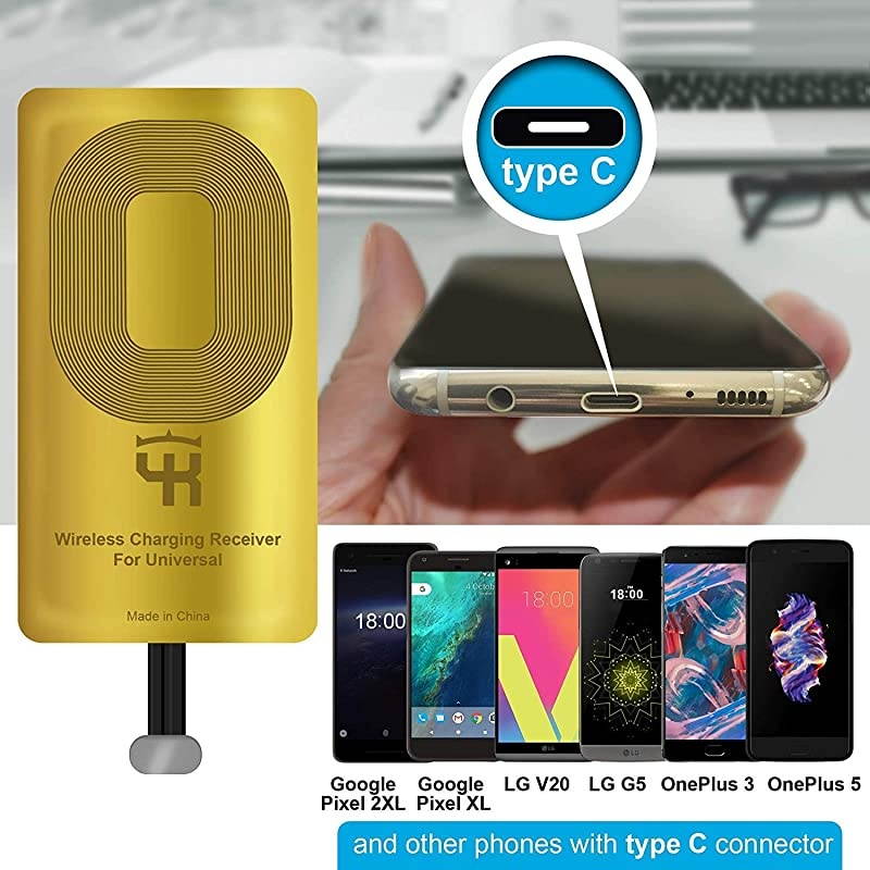 QI Type C compatible with Google Pixel 3a 22XL XL LG V20 LG G5 LG Stylo HTC 10 Nexus 6P OnePlus 35 Qi Wireless Receiver QI Receiver Type C Wireless Charging Receiver Adapter