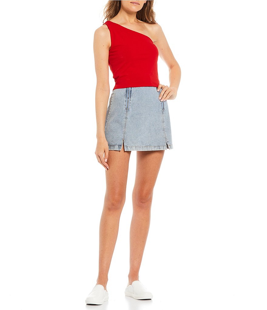 GB One Shoulder Fitted Crop Top