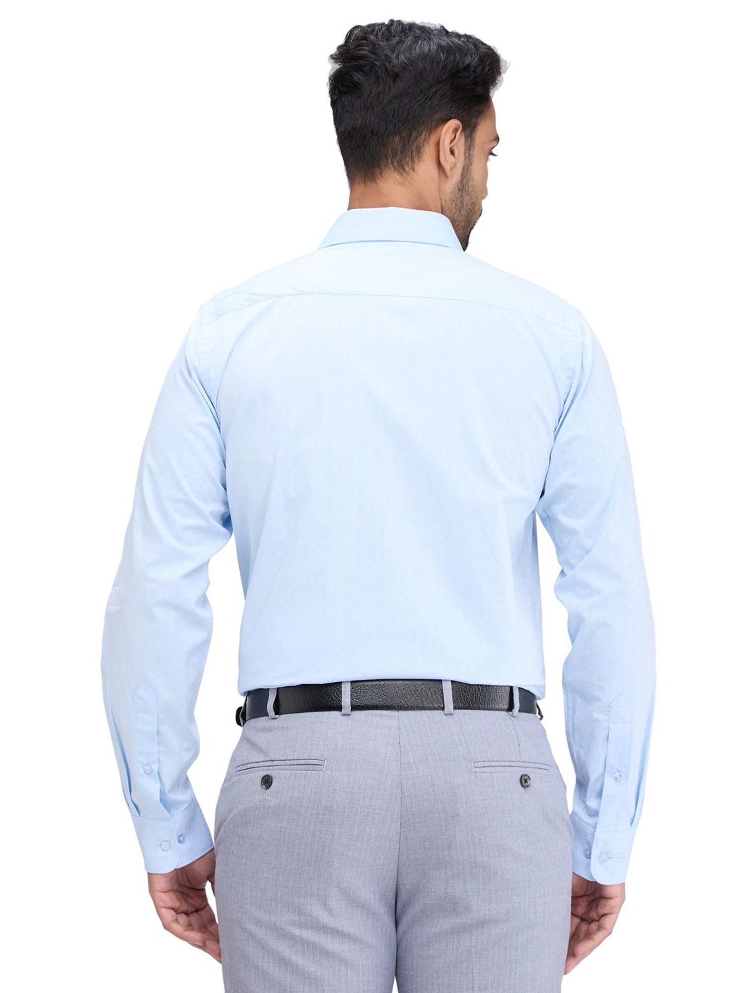 Raymond Blue Slim Fit Self Pattern Shirt