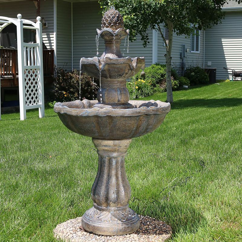 Chatsworth Two Tier Solar On Demand Fountain with Weathered Stone - Smart Solar