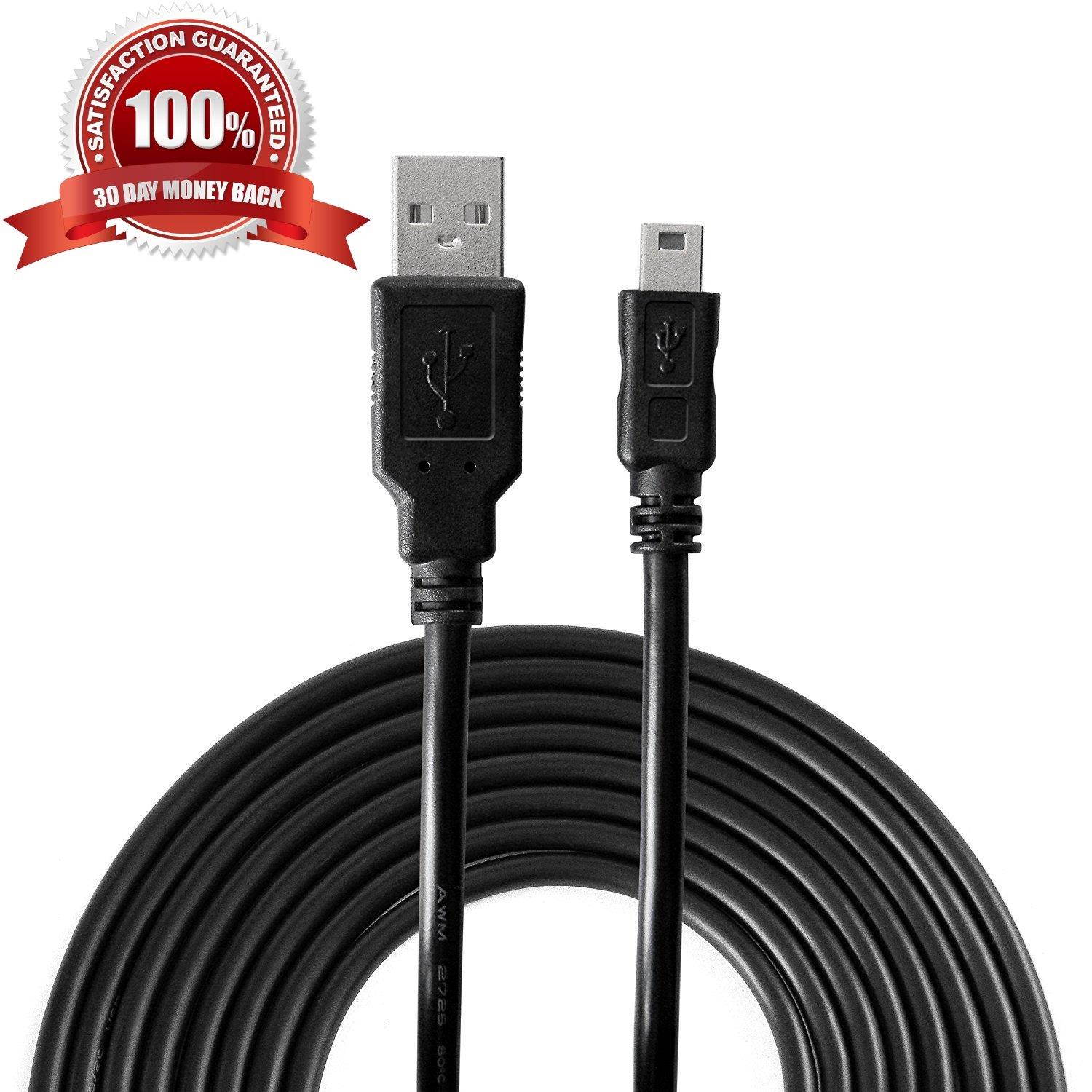 eXuby PS3 Controller Charger Cable (2-Pack) 16 Feet Long - 60% Thicker Charges at Super Speeds - USB to Mini USB - PS3 Charger Cable - PS3 Charging Cable &ndash; PS3 Controller Cable - PS3 USB Charger