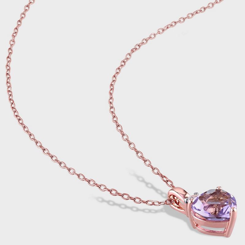 1.65 CT. T.W. Rose de France and .15 CT. T.W. Simulated Sapphire Necklace Pink Rhodium Plated Silver - Purple