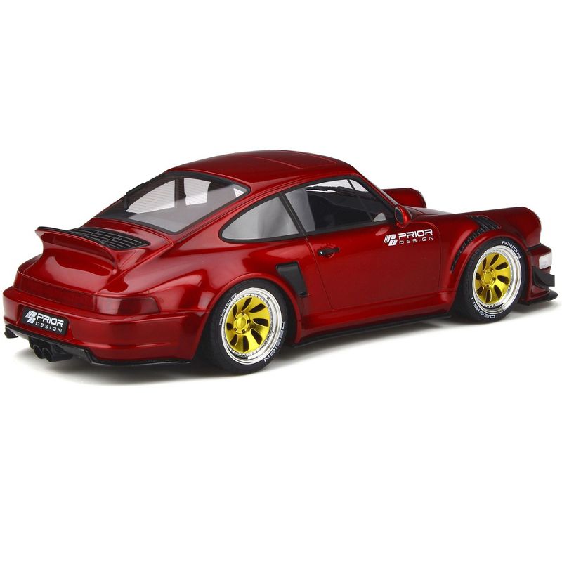Porsche PRIOR Design Custom Widebody Red Metallic with Gold Wheels Limited Edition to 999 pieces Worldwide 1/18 Model Car by GT Spirit