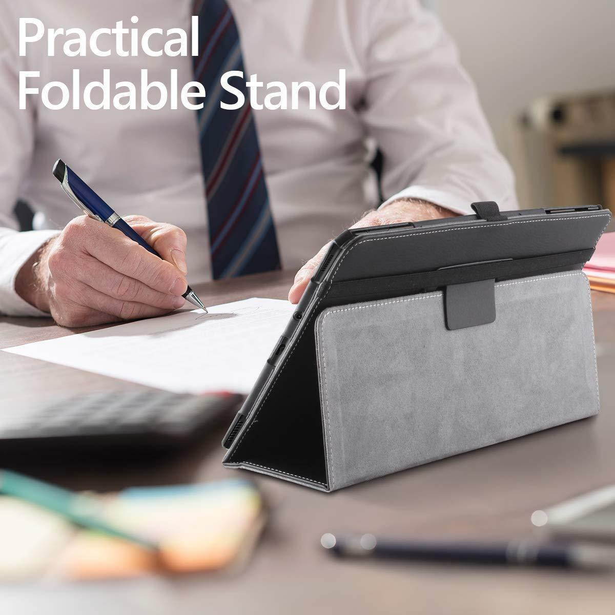 Galaxy Tab S4 10.5-inch 2018 Tablet Case,Poetic Flip Leather Stand Cover Black