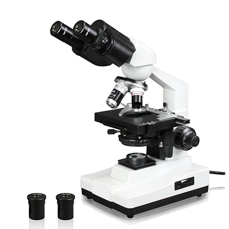 VME0007B-100-LD Binocular Compound Microscope, 10x WF Eyepieces, 40x&mdash;1000x Magnification, LED Illumination, Coaxial Coarse & Fine Focus, 1.25 N.A. Abbe Condenser
