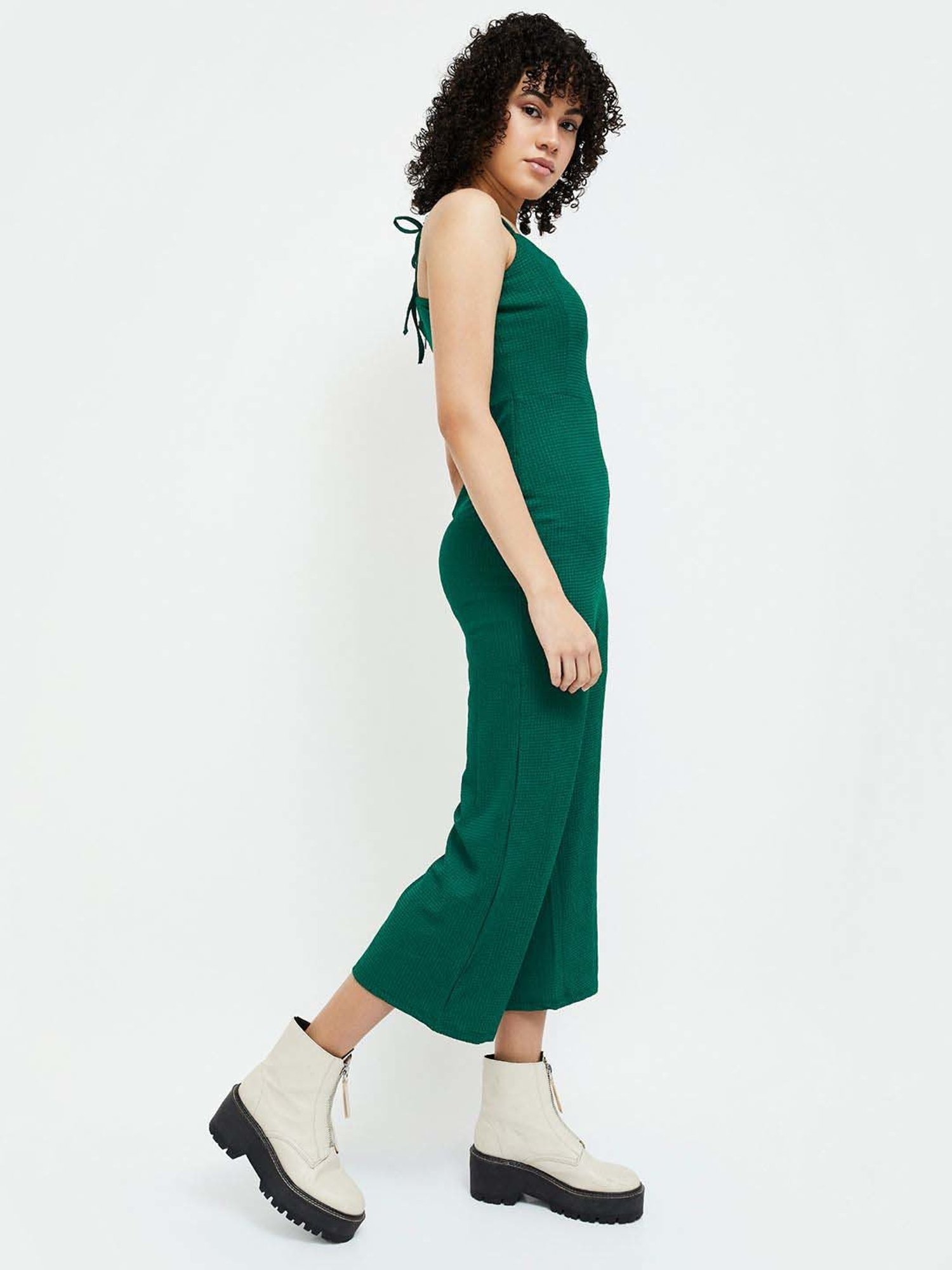 Ginger by Lifestyle Green Plain Jumpsuit