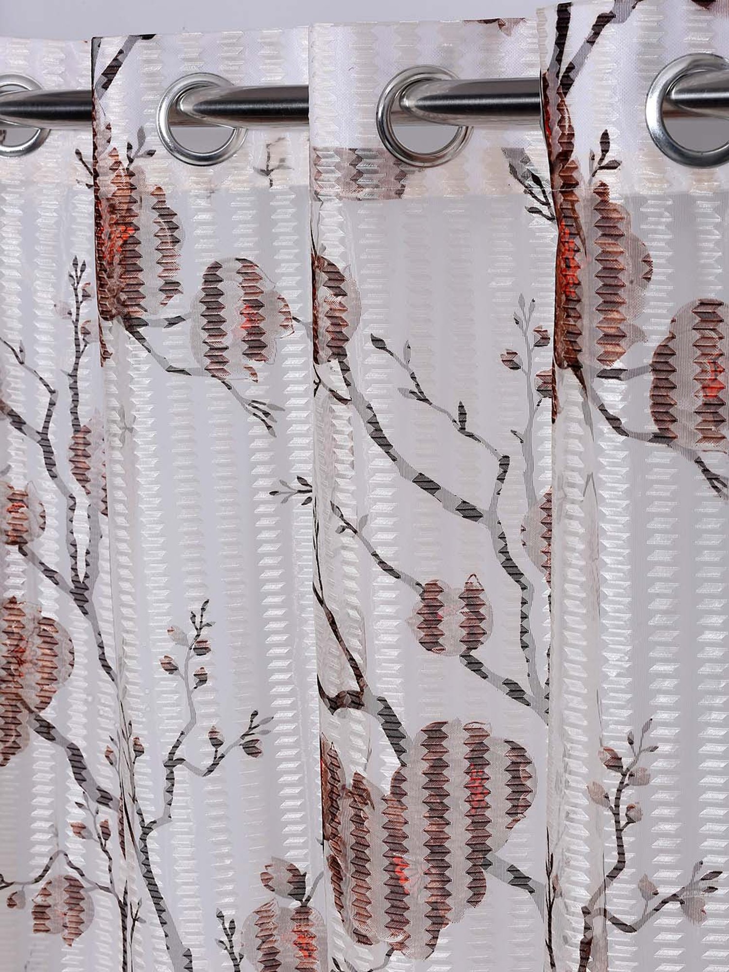 Swayam Cream & Blue Printed Faux Silk Door Curtains - Set of 2