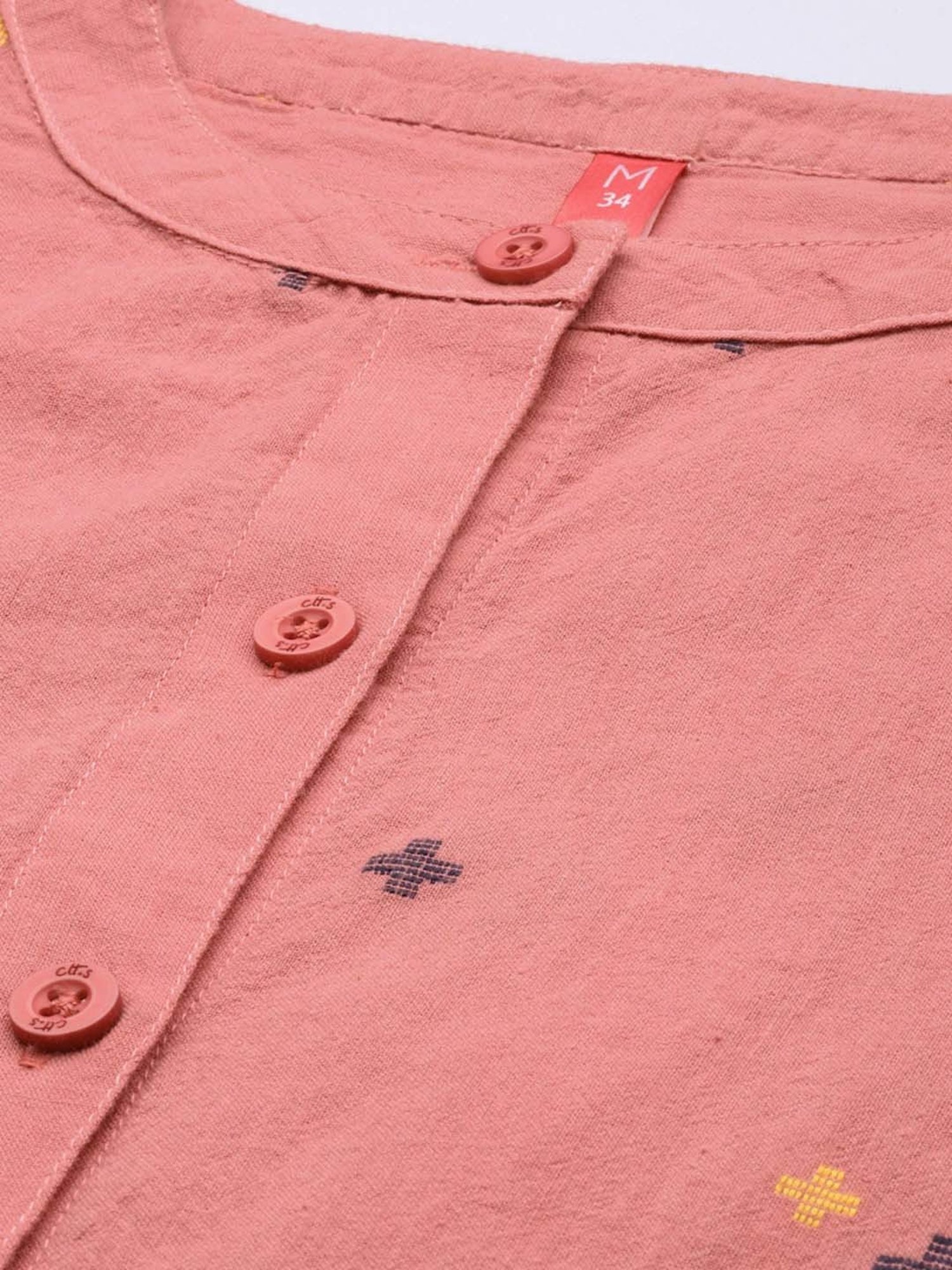 Clt.s Peach Cotton Embroidered Kurta Palazzo Set